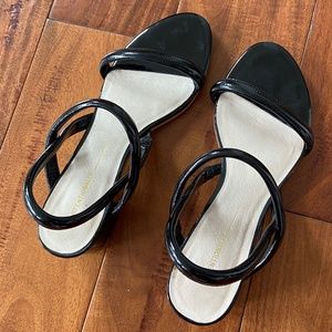 Intentionally Blank Strappy Black Patent Kimi Sandals